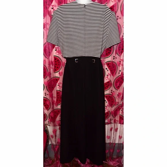 💙 Vintage Positive Attitude Striped Maxi Dress with Belt - Picture 4 of 7